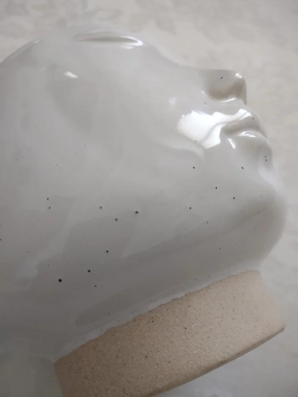 Face Head Sculptural White Figure Vase Pottery Ceramic